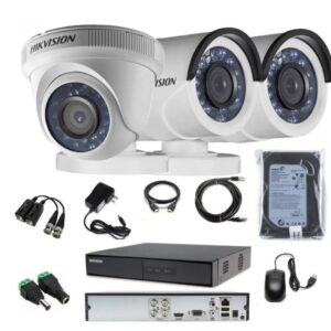 Kit 3 Camaras De Seguridad Hd 720P Hikvision Disco Con Disco De 1tB y accesorios completos