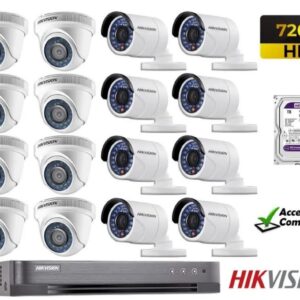 Kit 16 Camaras De Seguridad Hd 720P Hikvision Con Disco De 1TB y accesorios completos