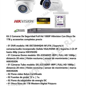 kit de 2 cámaras1080p full hd con accesorios + 1 disco de 1 tb wester digital purpura